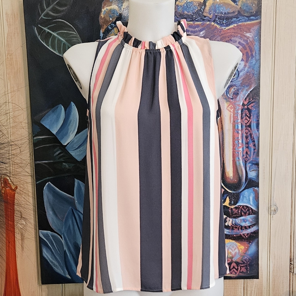 LOFT Multicolor Striped Sleeveless Blouse